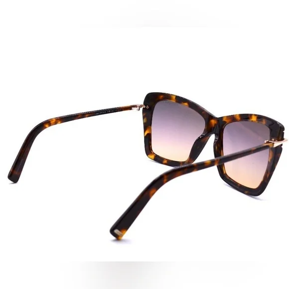 NEW TOM FORD WOMEN HAVANA SQUARE SUNGLASSES TF849 55B SUNGLASSES LEAH FT849/S - Picture 3 of 4